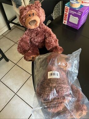 AND Plush Dark Brown Teddy Bear with Tan Face